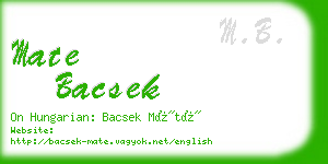 mate bacsek business card